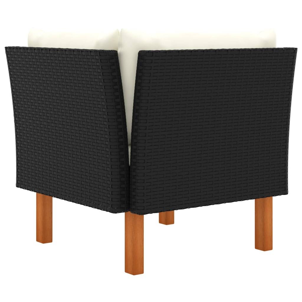 vidaXL Ecksofa Poly Rattan und Eukalyptus Massivholz