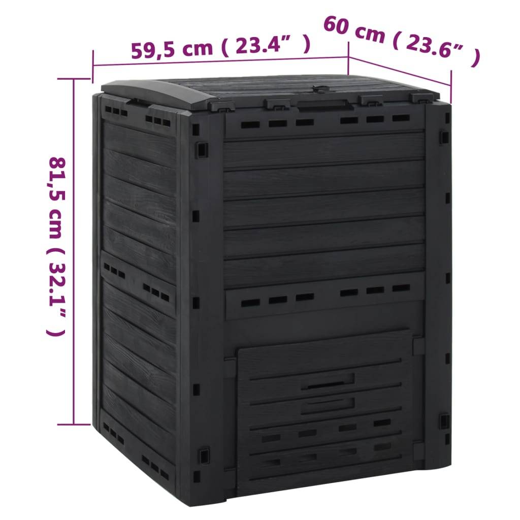 vidaXL Gartenkomposter Schwarz 280 L Polypropylen