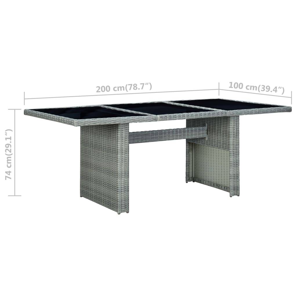 vidaXL Gartentisch Hellgrau Poly Rattan und Hartglas