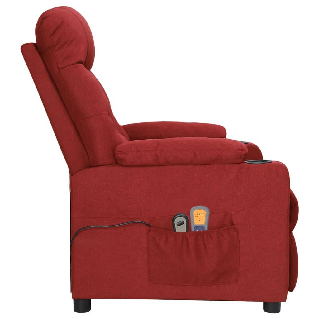 vidaXL Massagesessel Elektrisch Weinrot Stoff