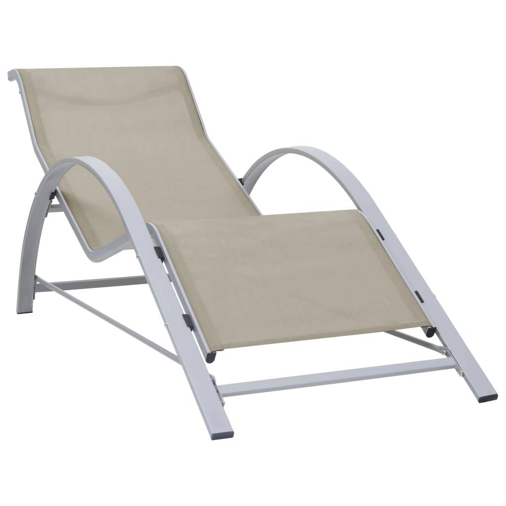 vidaXL Sonnenliegen 2 Stk. mit Tisch Aluminium Cremeweiß