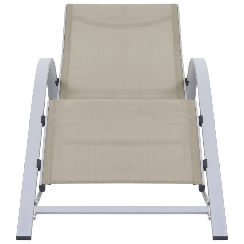 vidaXL Sonnenliegen 2 Stk. mit Tisch Aluminium Cremeweiß