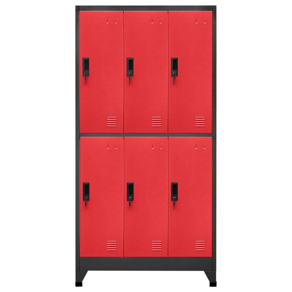 vidaXL Schließfachschrank Anthrazit und Rot 90x45x180 cm Stahl