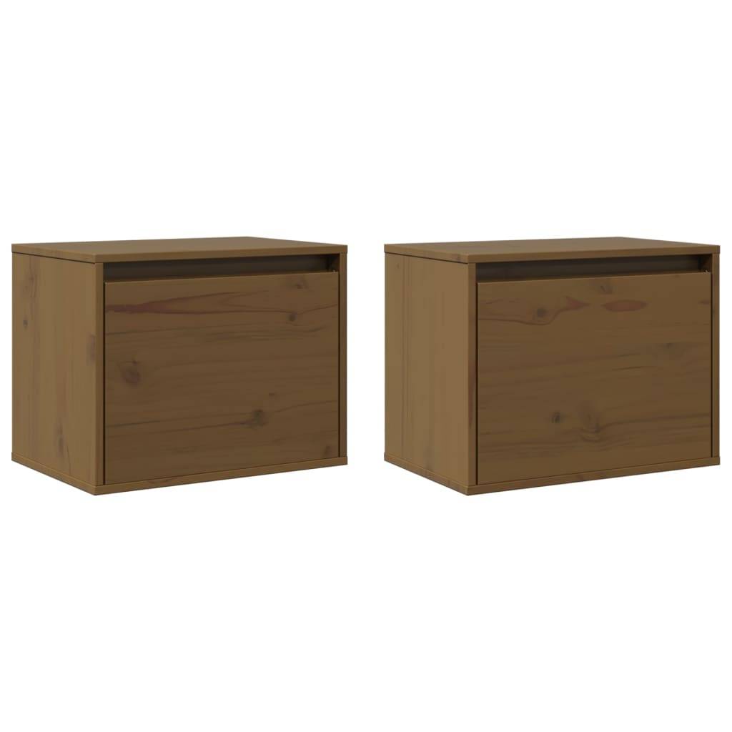 vidaXL Wandschränke 2 Stk. Honigbraun 45x30x35 cm Massivholz Kiefer