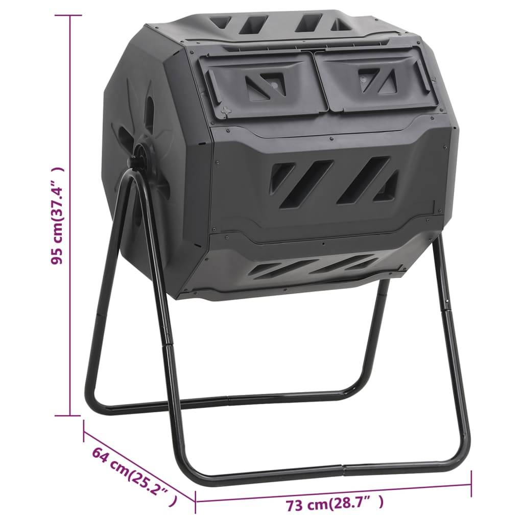 vidaXL Gartenkomposter Schwarz 73x64x95 cm 160 L