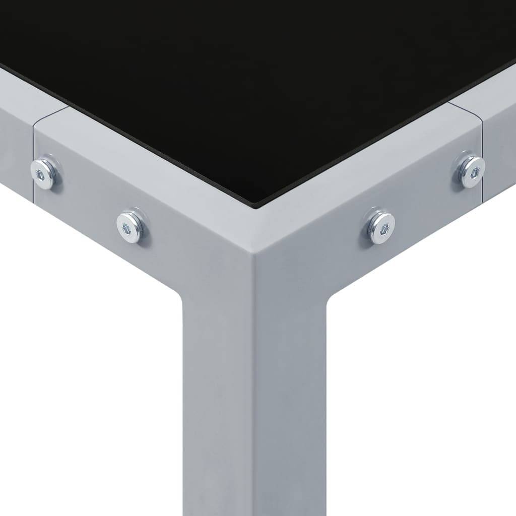 vidaXL Gartentisch 130x130x72 cm Grau Stahl und Glas