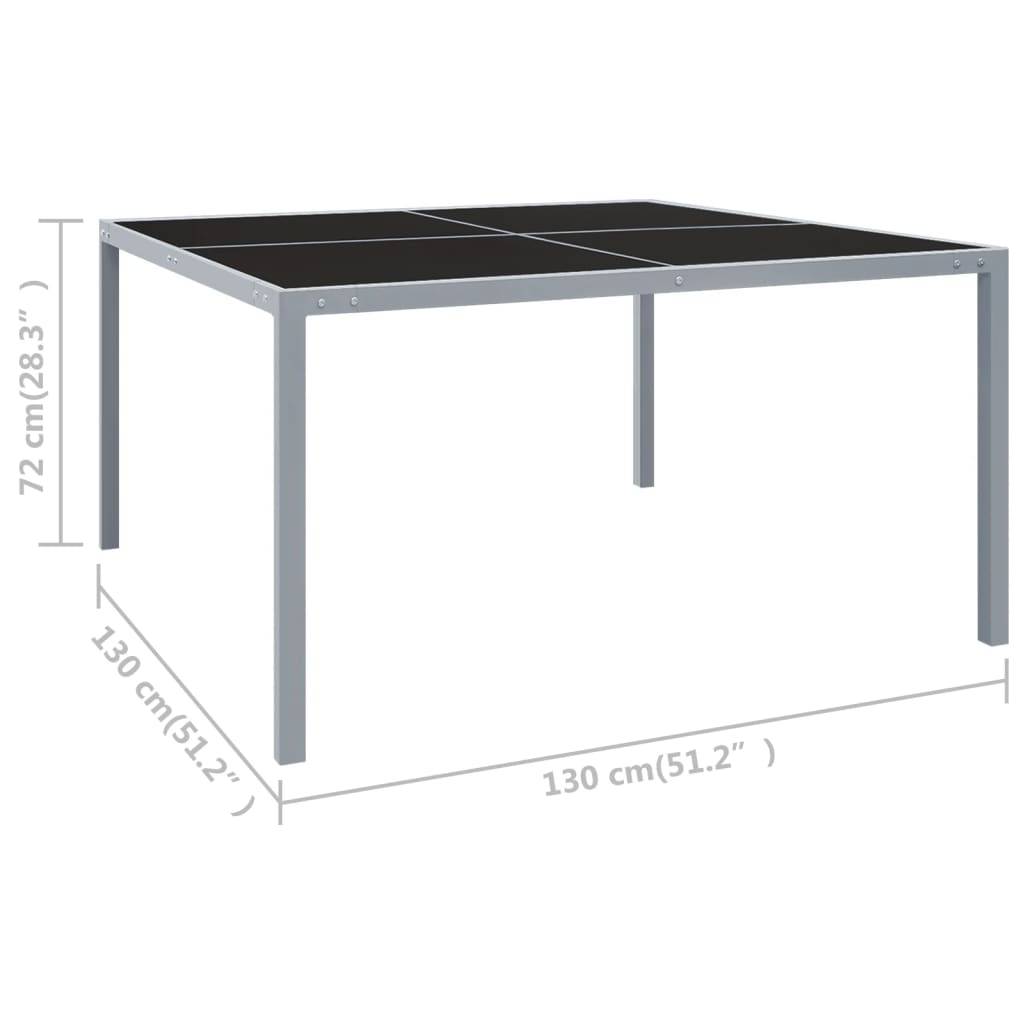 vidaXL Gartentisch 130x130x72 cm Grau Stahl und Glas