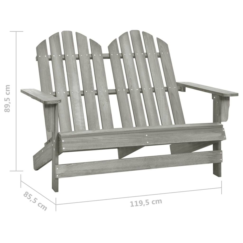 vidaXL Adirondack-Gartenbank 2-Sitzer Massivholz Tanne Grau