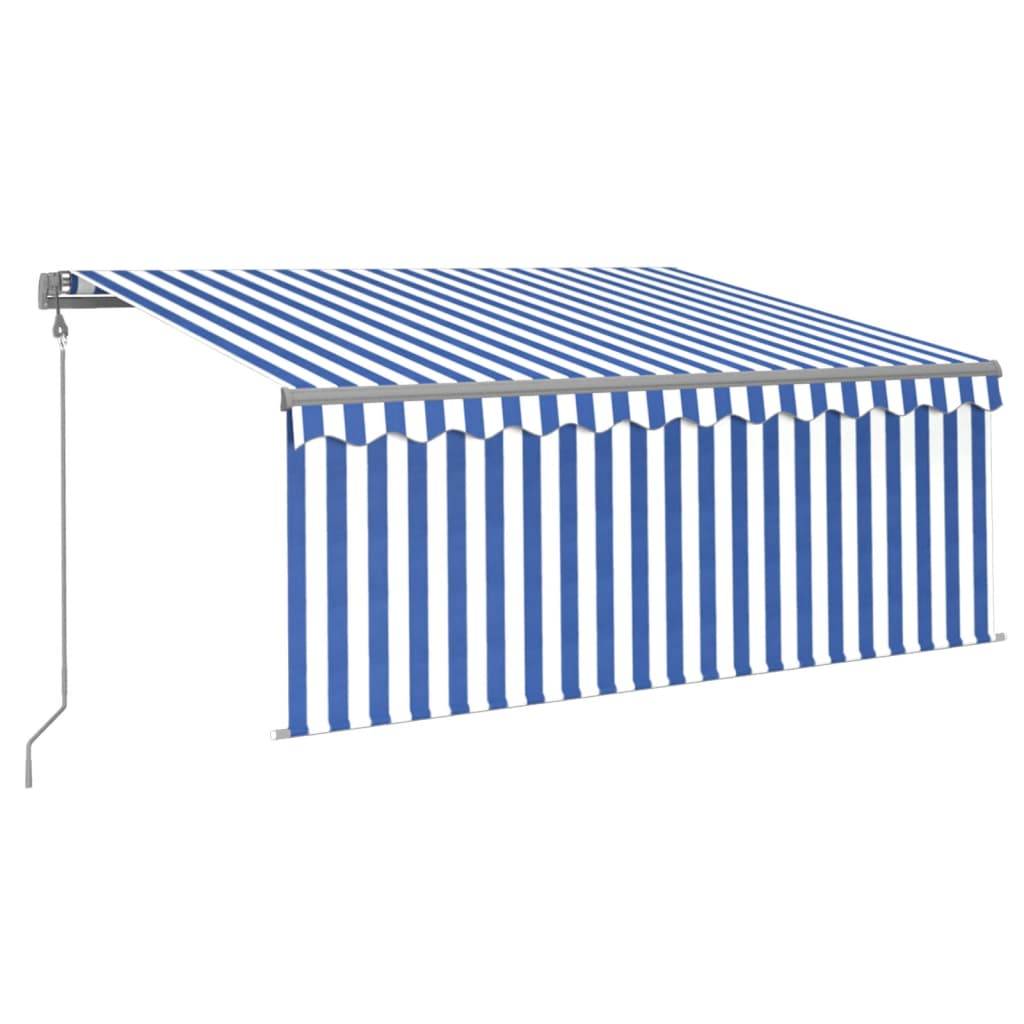 vidaXL Markise Automatisch Einziehbar mit Volant 3,5x2,5 m Blau & Weiß