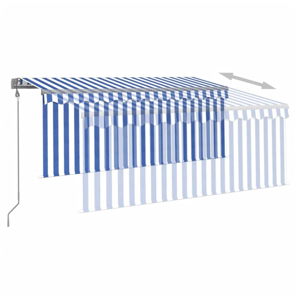 vidaXL Markise Automatisch Einziehbar mit Volant 3x2,5 m Blau und Weiß