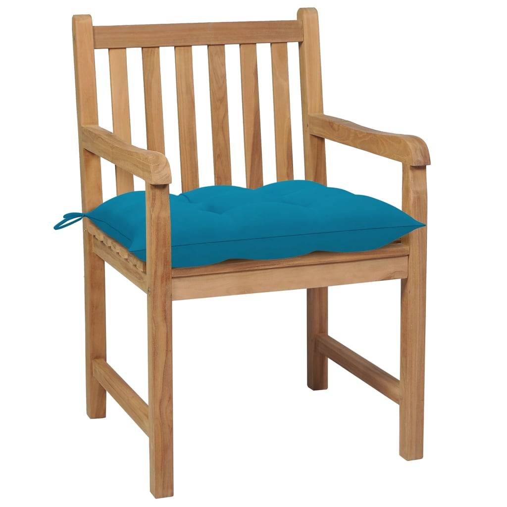 vidaXL Gartenstühle 6 Stk. mit Hellblauen Kissen Massivholz Teak