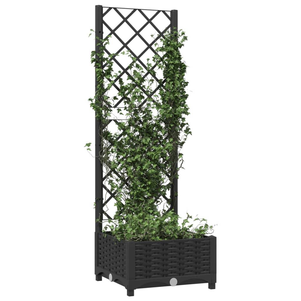 vidaXL Pflanzkübel mit Spalier Schwarz 40x40x121,5 cm PP