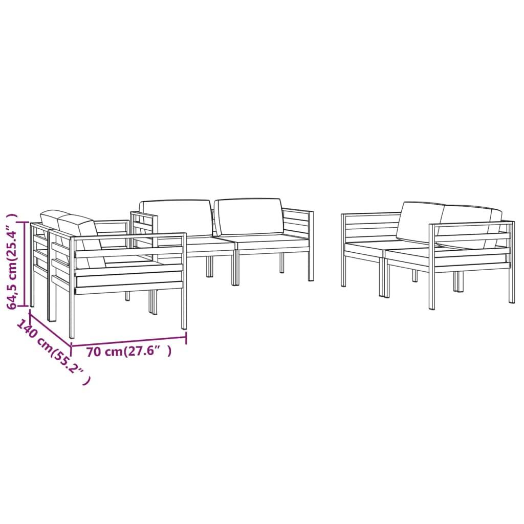 vidaXL 6-tlg. Garten-Lounge-Set mit Kissen Aluminium Anthrazit