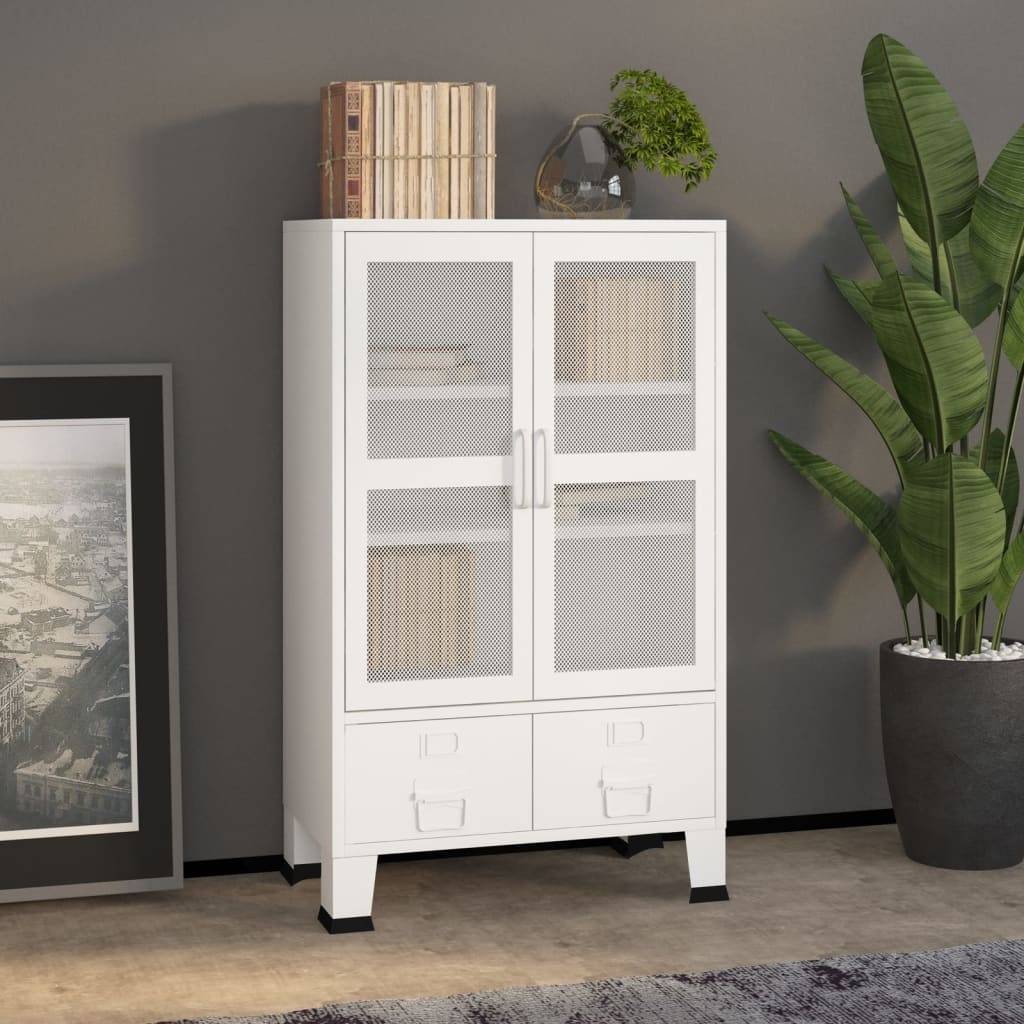 vidaXL Lagerschrank Industrial Weiß 70x40x115 cm Metall