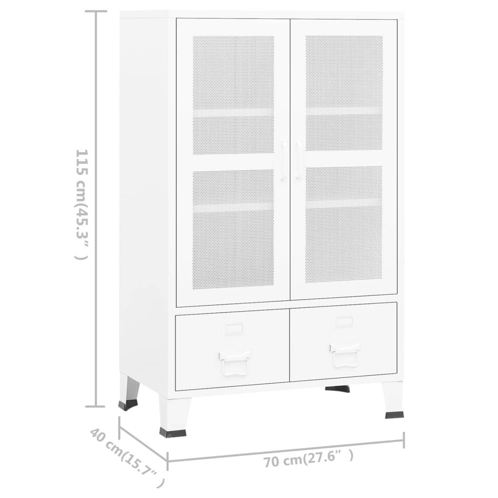 vidaXL Lagerschrank Industrial Weiß 70x40x115 cm Metall