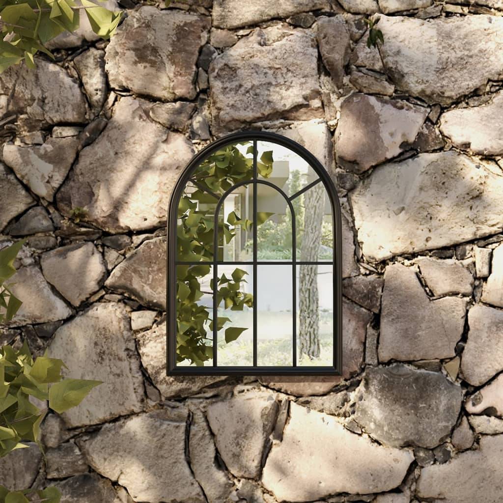 vidaXL Gartenspiegel Schwarz 60x45 cm Eisen