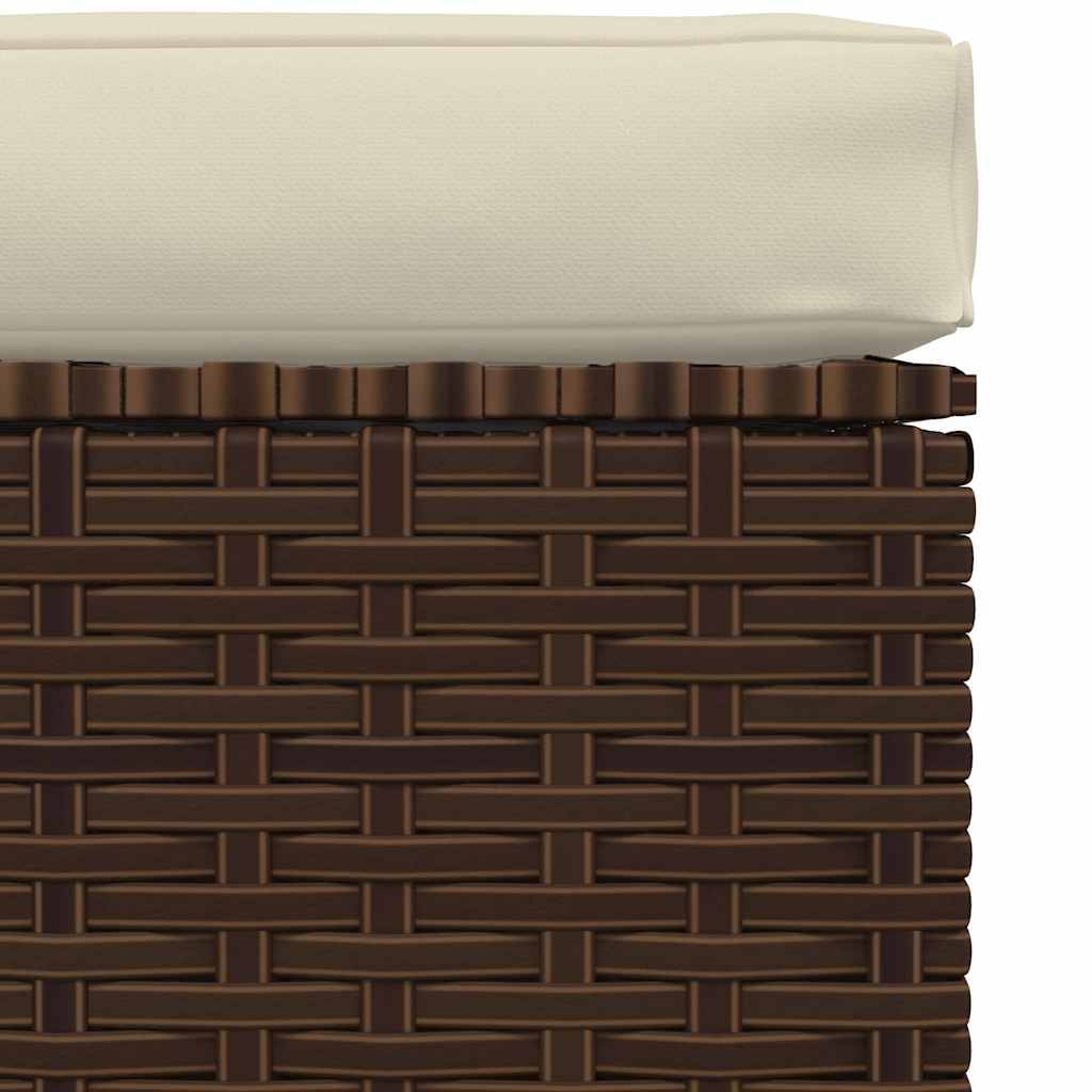 vidaXL Gartenhocker mit Kissen Braun 70x70x30 cm Poly Rattan