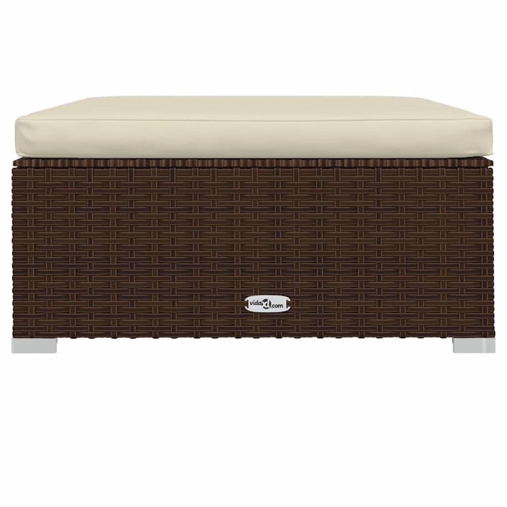 vidaXL Gartenhocker mit Kissen Braun 70x70x30 cm Poly Rattan