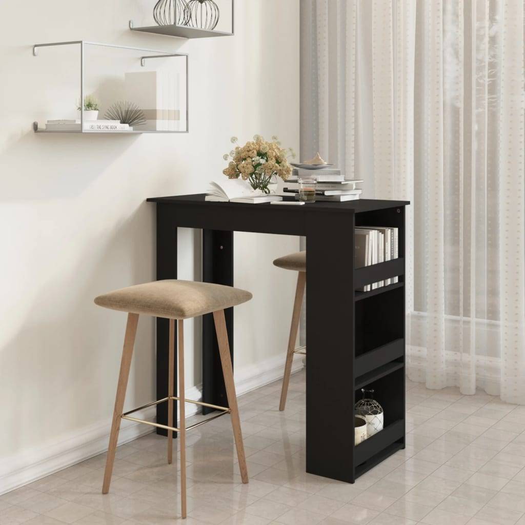 vidaXL Bartisch mit Ablagefläche Schwarz 102x50x103,5 cm Holzwerkstoff