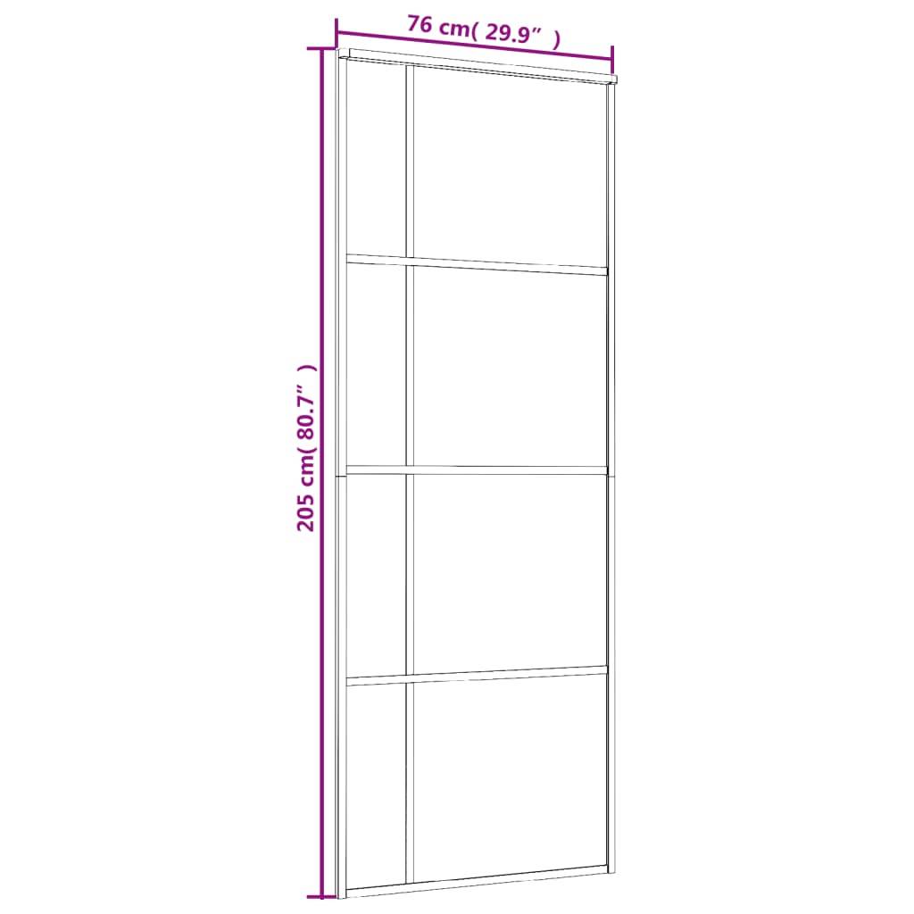 vidaXL Schiebetür ESG-Mattglas und Aluminium 76x205 cm Weiß