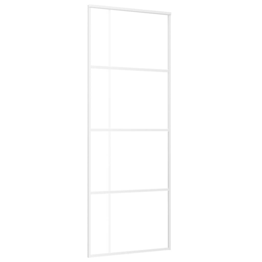 vidaXL Schiebetür ESG-Mattglas und Aluminium 76x205 cm Weiß