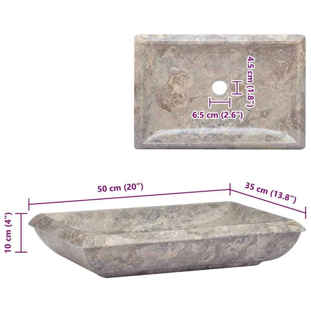 vidaXL Waschbecken Grau 50x35x10 cm Marmor