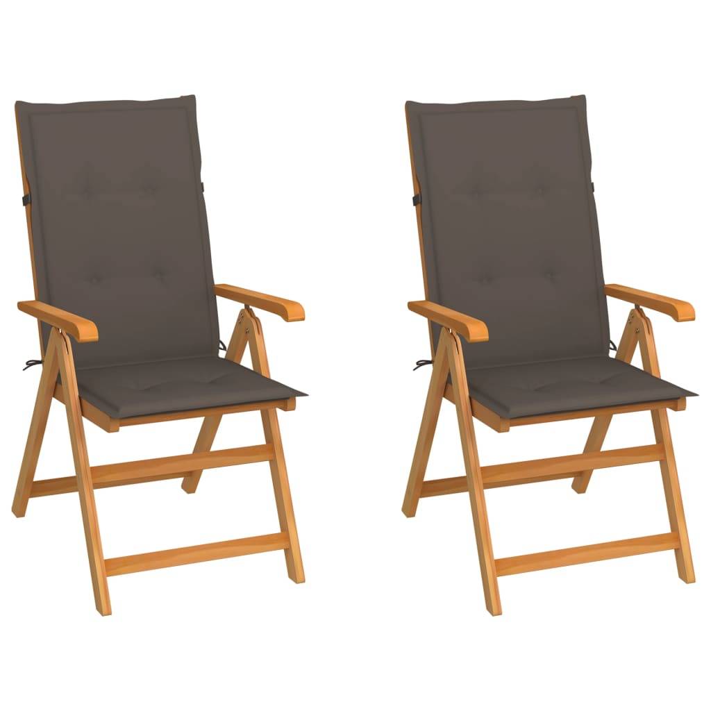 vidaXL Gartenstühle 2 Stk. mit Taupe Kissen Massivholz Teak