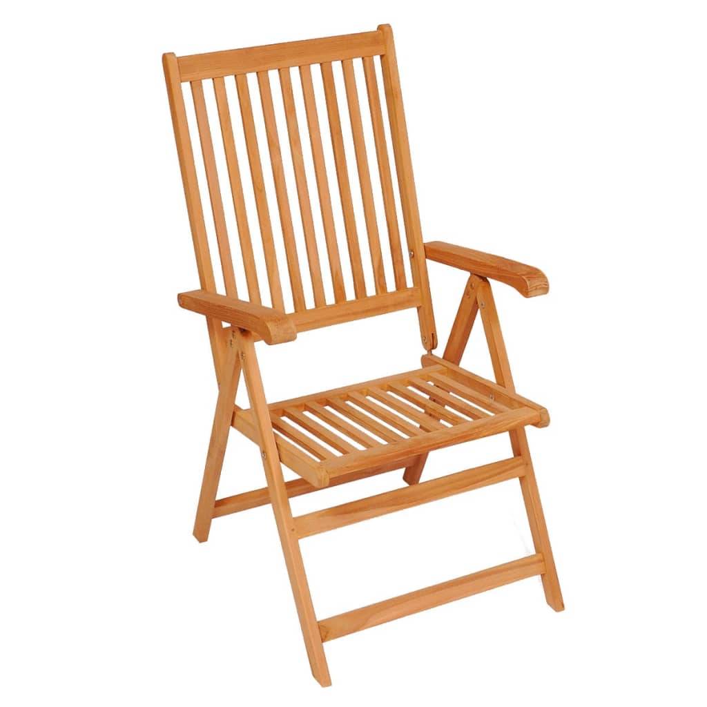 vidaXL Gartenstühle 6 Stk. mit Grünen Kissen Massivholz Teak