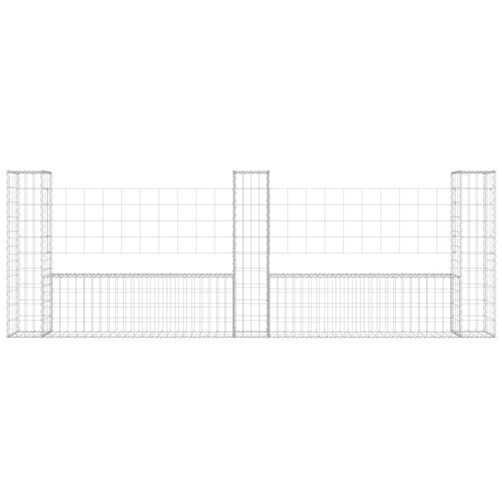 vidaXL Gabionenkorb U-Form mit 3 Säulen Eisen 260x20x100 cm
