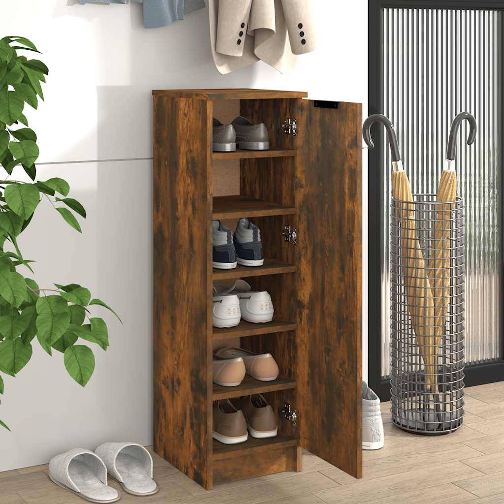 vidaXL Schuhschrank Räuchereiche 30x35x100 cm Holzwerkstoff