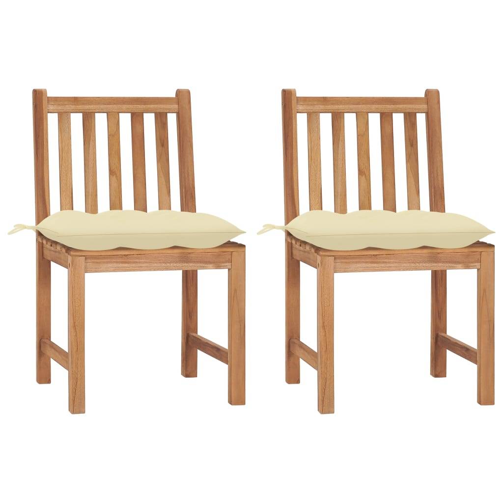 vidaXL Gartenstühle 2 Stk. mit Kissen Massivholz Teak