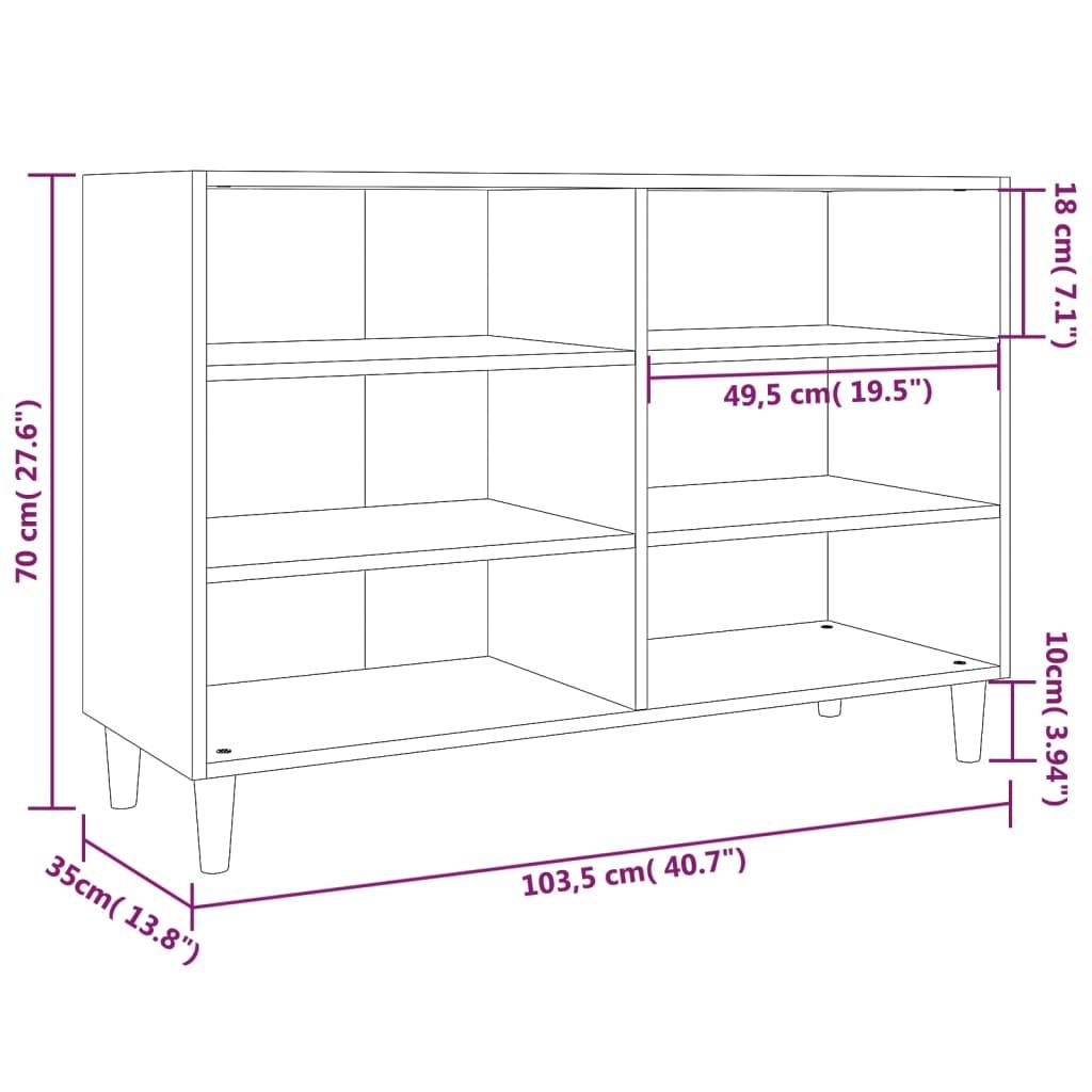 vidaXL Sideboard Grau Sonoma 103,5x35x70 cm Holzwerkstoff