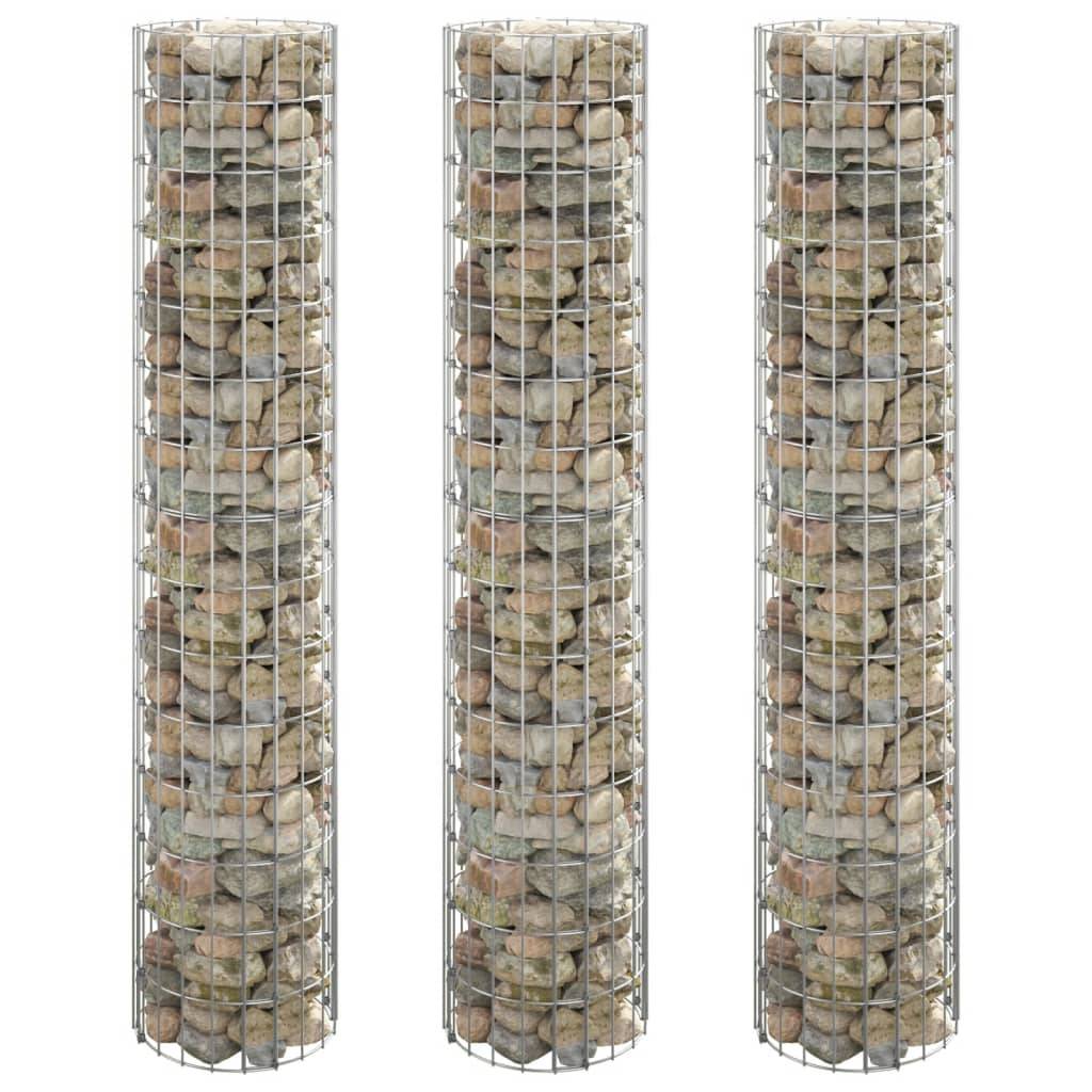 vidaXL Gabionen-Hochbeete 3 Stk. Rund Verzinkter Stahl Ø30x150 cm