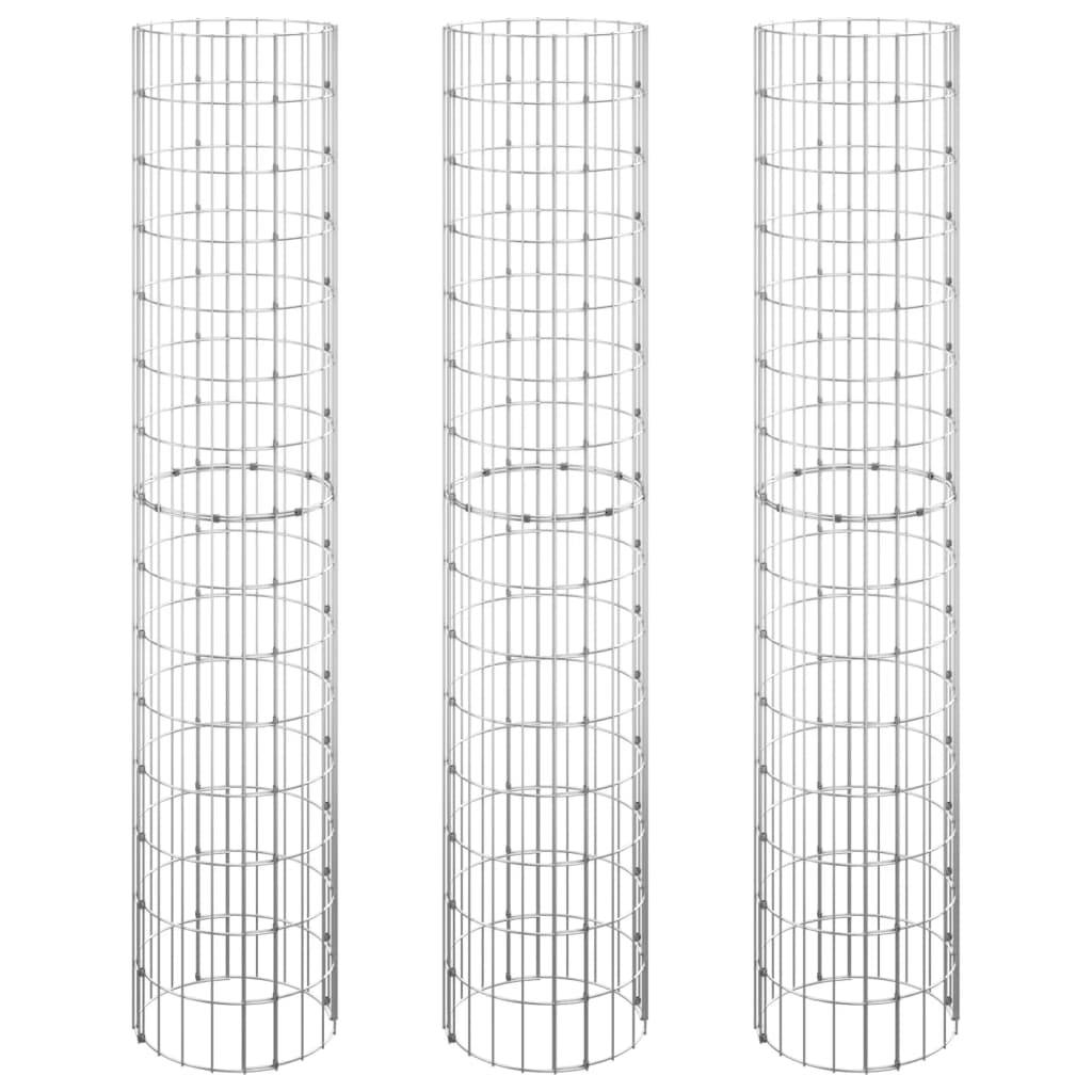 vidaXL Gabionen-Hochbeete 3 Stk. Rund Verzinkter Stahl Ø30x150 cm