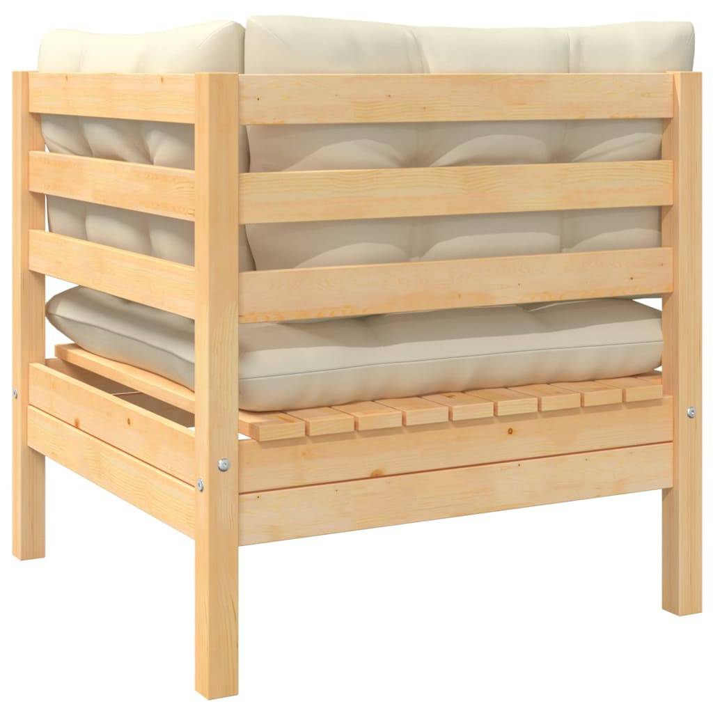 vidaXL Gartensofa 2-Sitzer mit Kissen in Creme Massivholz Kiefer