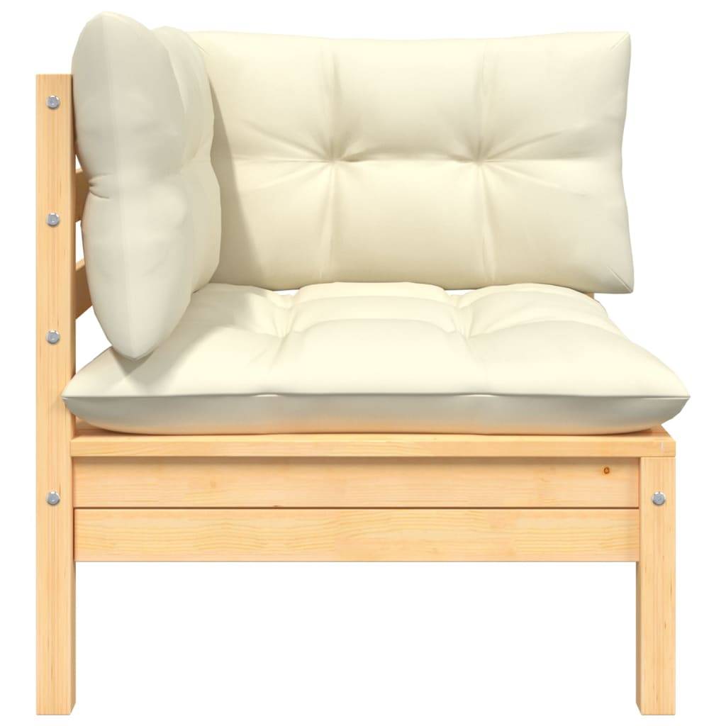 vidaXL Garten-Ecksofa mit Kissen in Creme Massivholz Kiefer