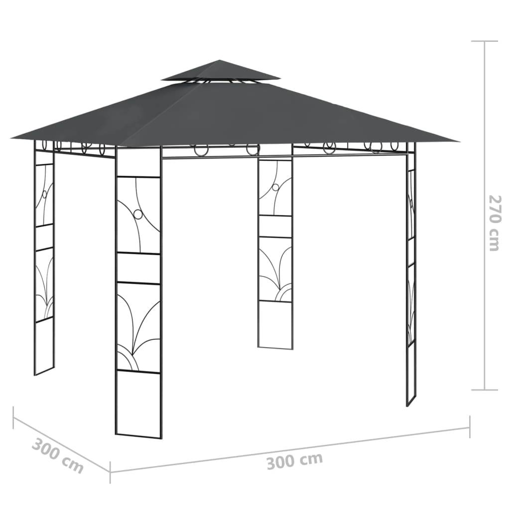vidaXL Pavillon 3x3x2,7 m Anthrazit 160 g/m²