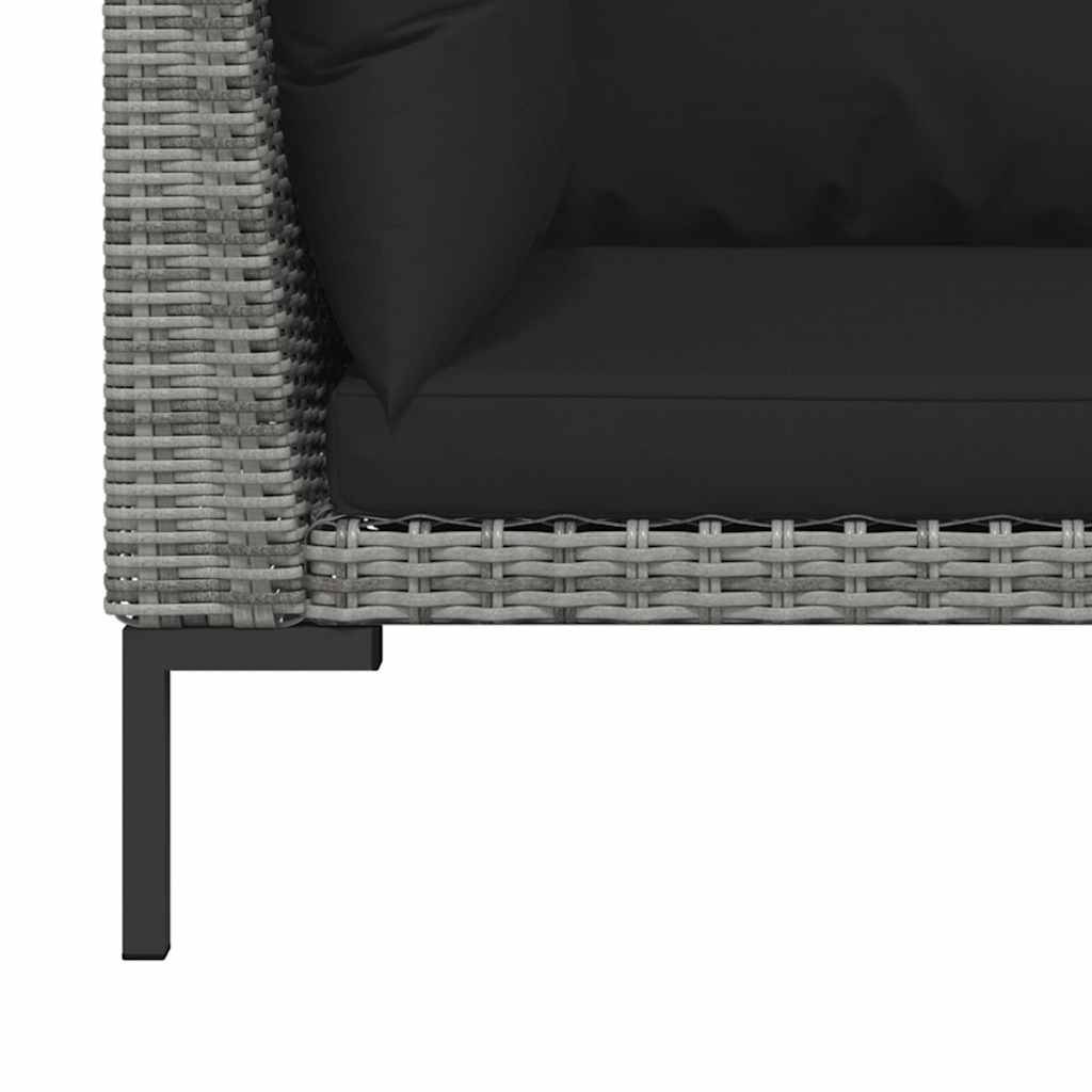 vidaXL Gartensofas 2 Stk. mit Kissen Halbrundes Poly Rattan