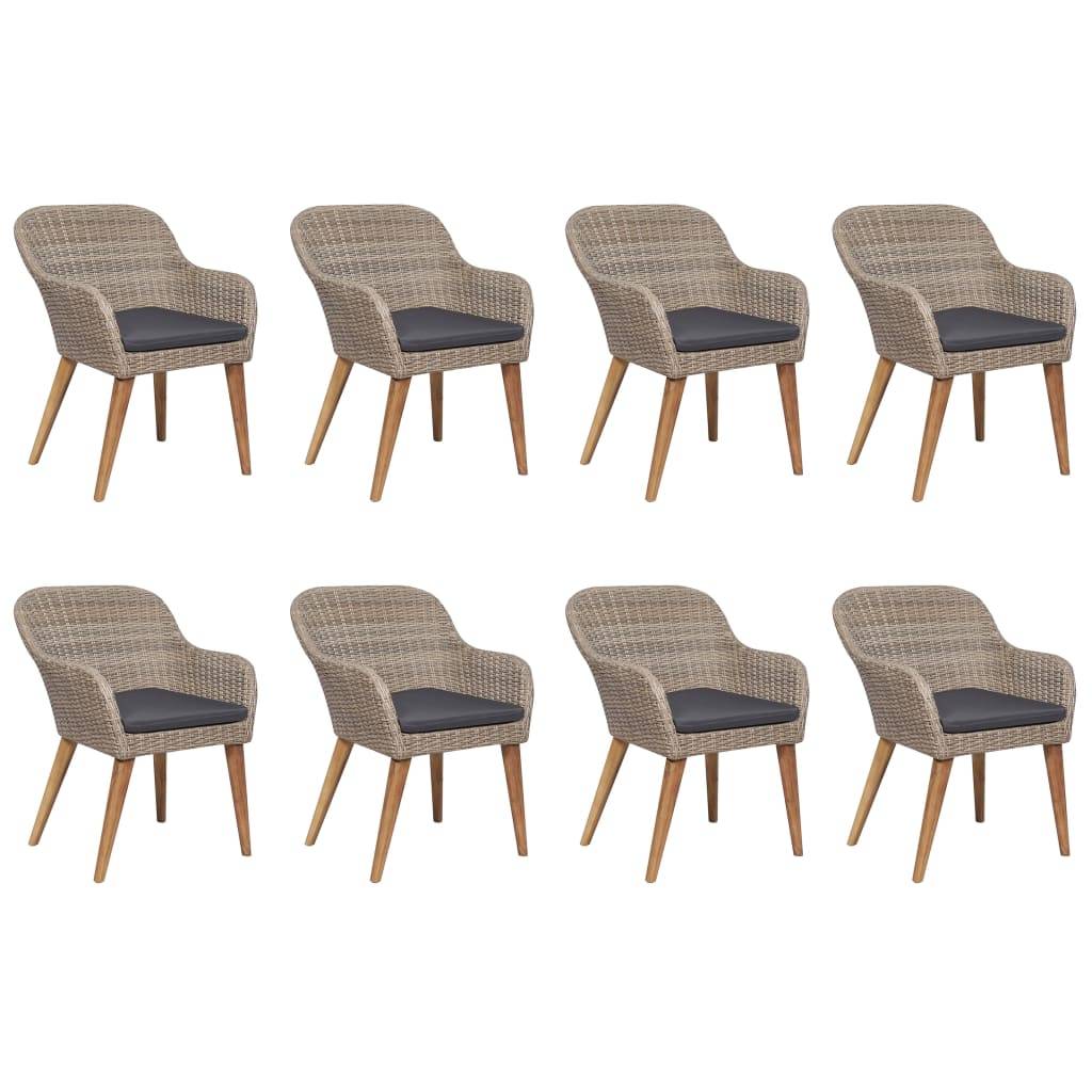 vidaXL 9-tlg. Garten-Essgruppe Poly Rattan Braun