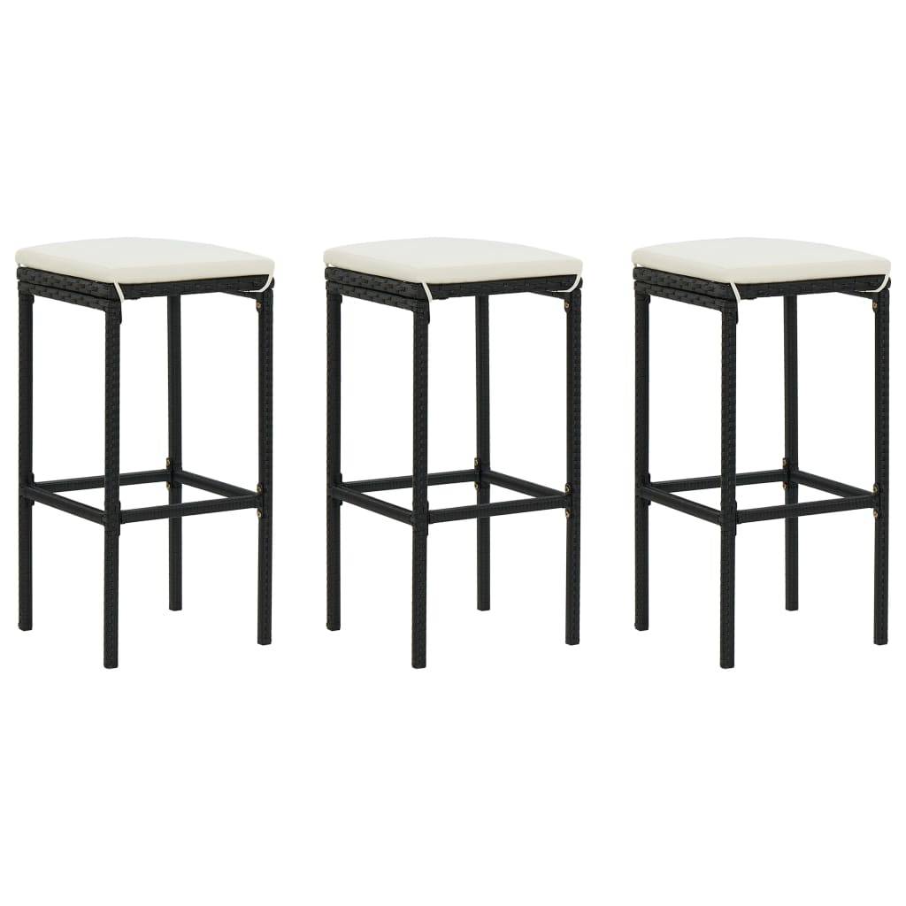 vidaXL 4-tlg. Gartenbar-Set mit Kissen Schwarz