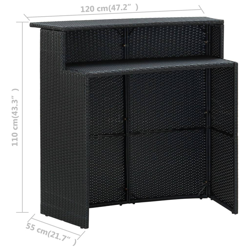 vidaXL 4-tlg. Gartenbar-Set mit Kissen Schwarz