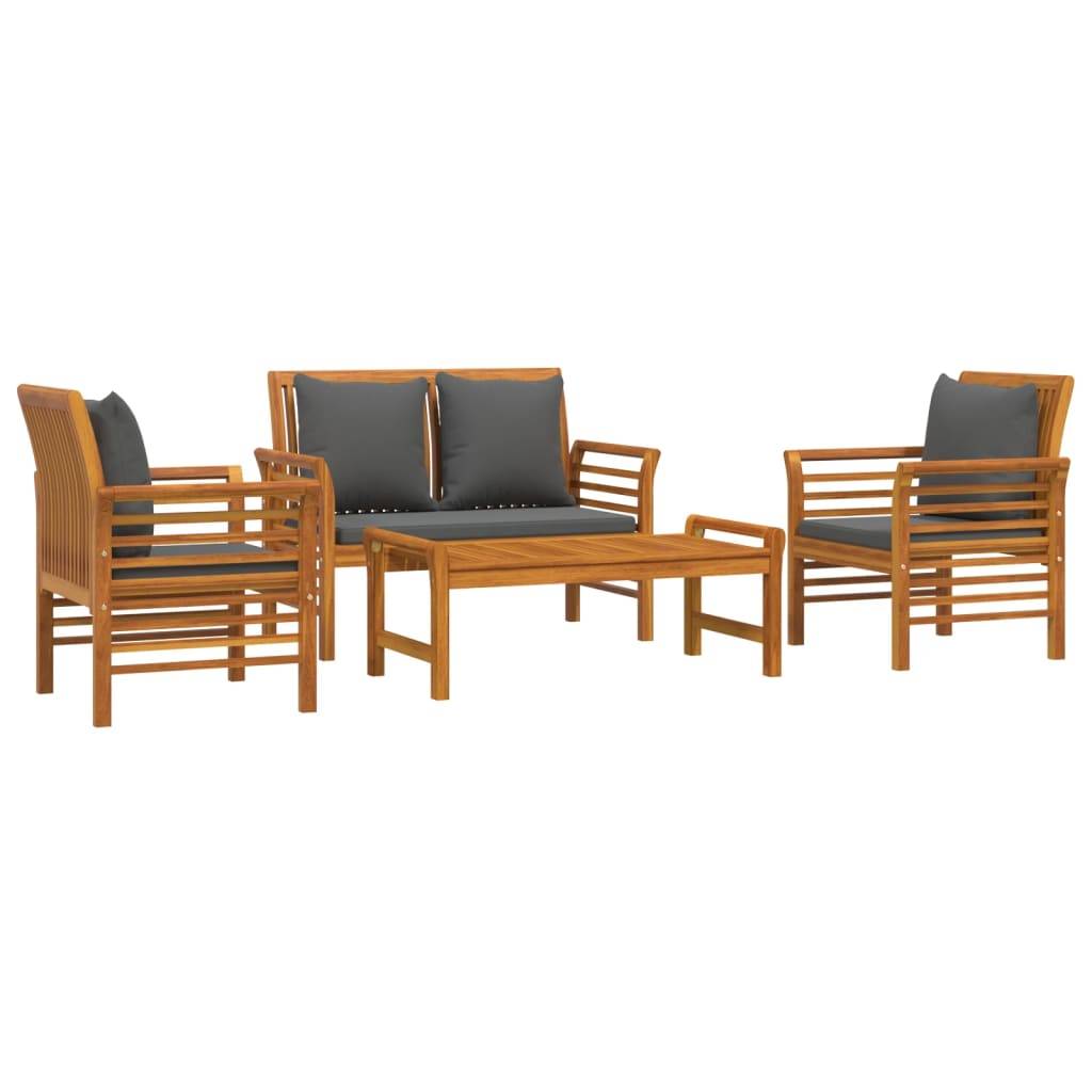 vidaXL 4-tlg. Garten-Lounge-Set mit Kissen Massivholz Akazie