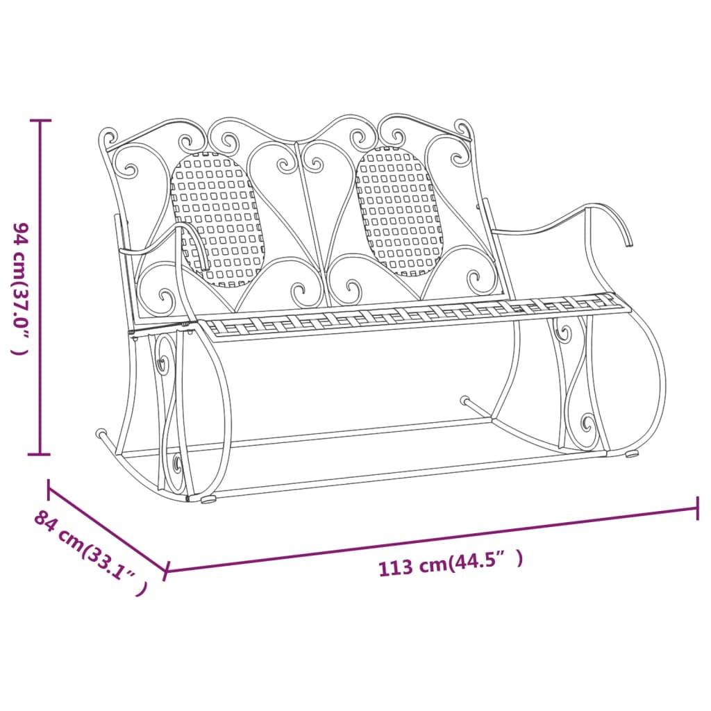 vidaXL Schaukelbank 2-Sitzer 113 cm Schwarz Stahl
