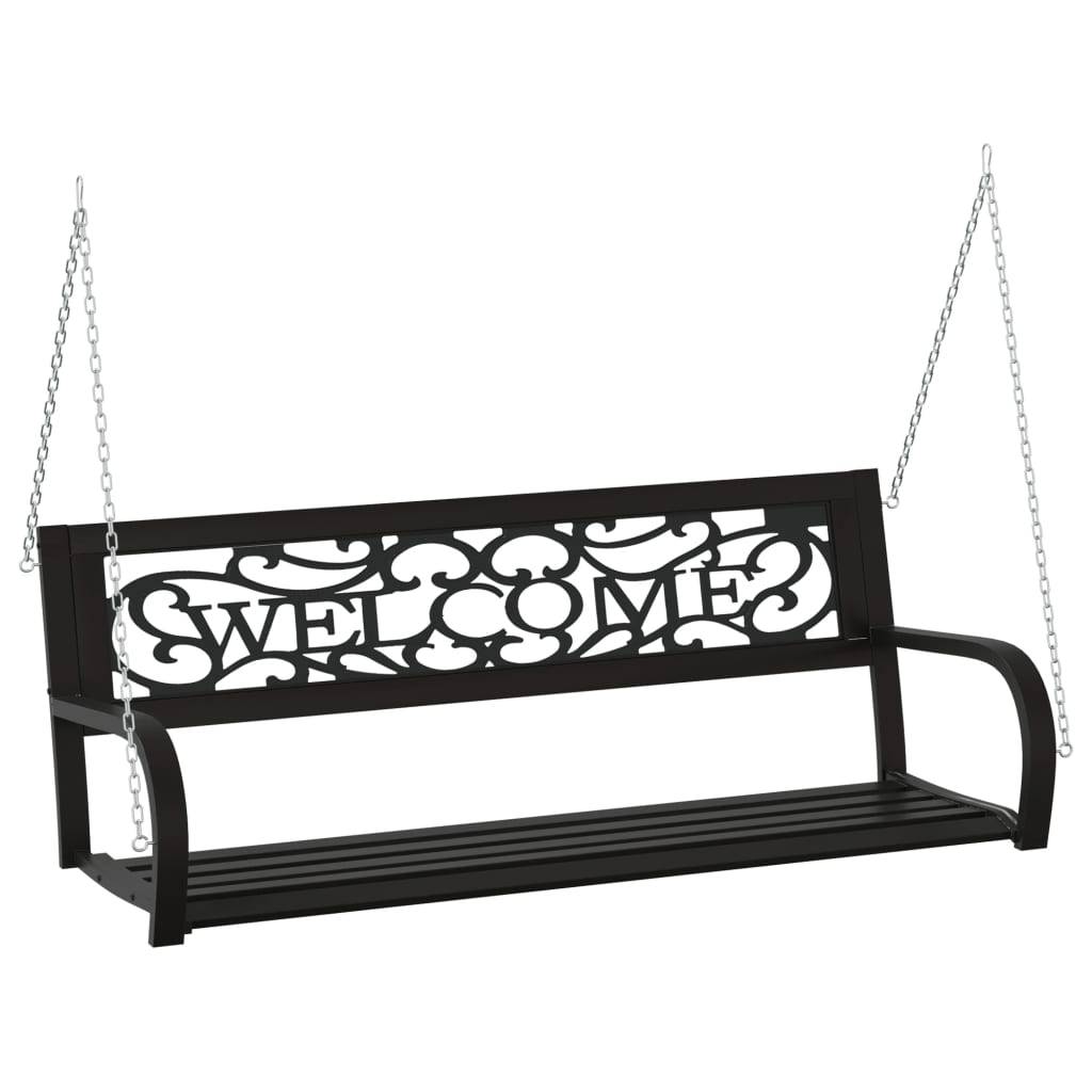 vidaXL Hollywoodschaukel 125 cm Stahl und Kunststoff Schwarz