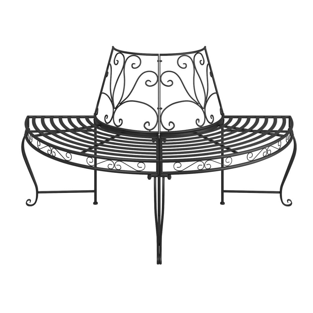 vidaXL Baumbänke Halbrund 2 Stk. Ø160 cm Schwarz Stahl