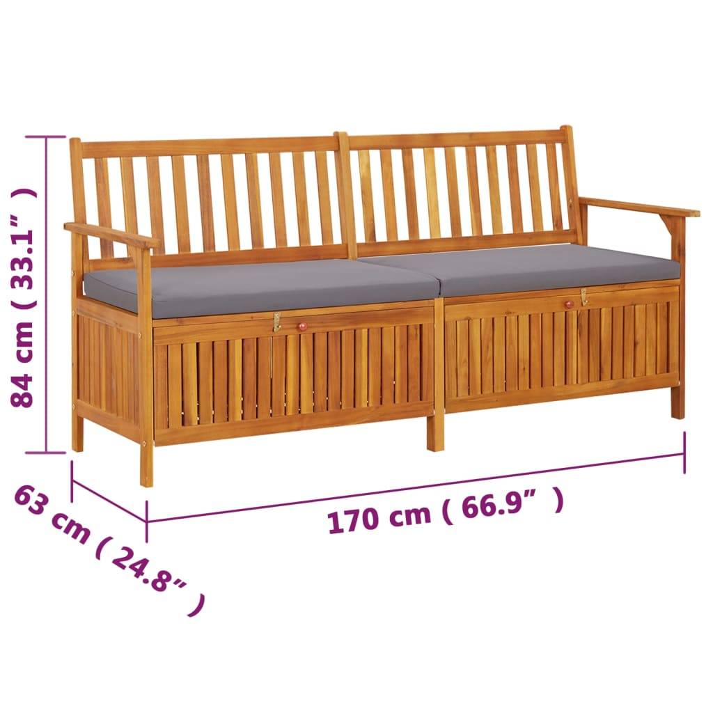 vidaXL Truhenbank mit Kissen 170 cm Massivholz Akazie