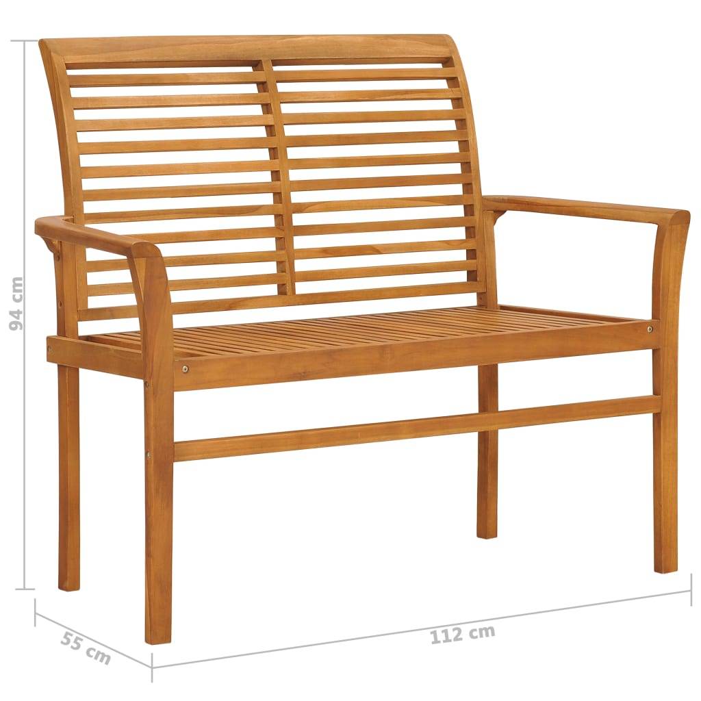 vidaXL Gartenbank mit Königsblauer Auflage 112 cm Massivholz Teak
