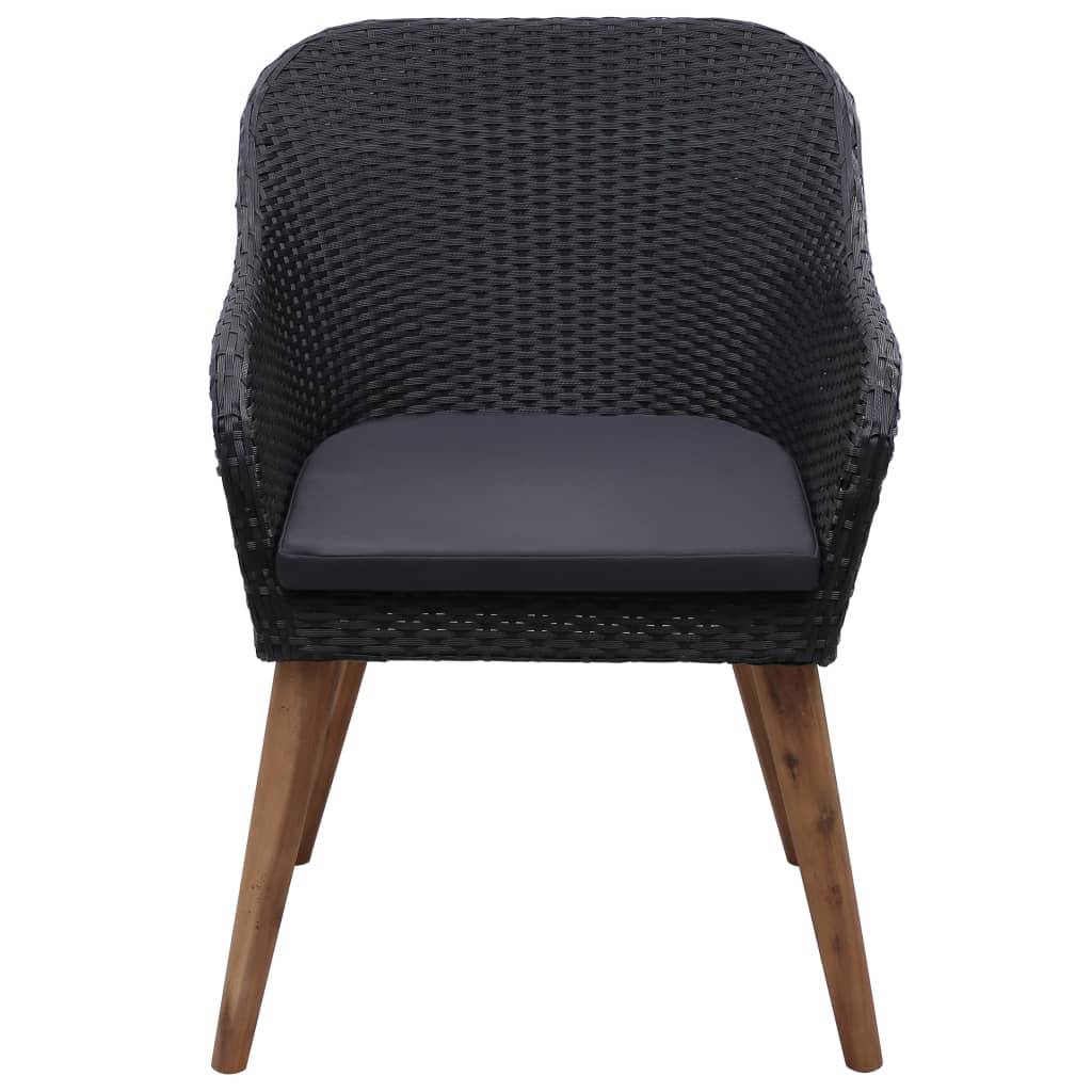 vidaXL 7-tlg. Garten-Essgruppe Poly Rattan Schwarz