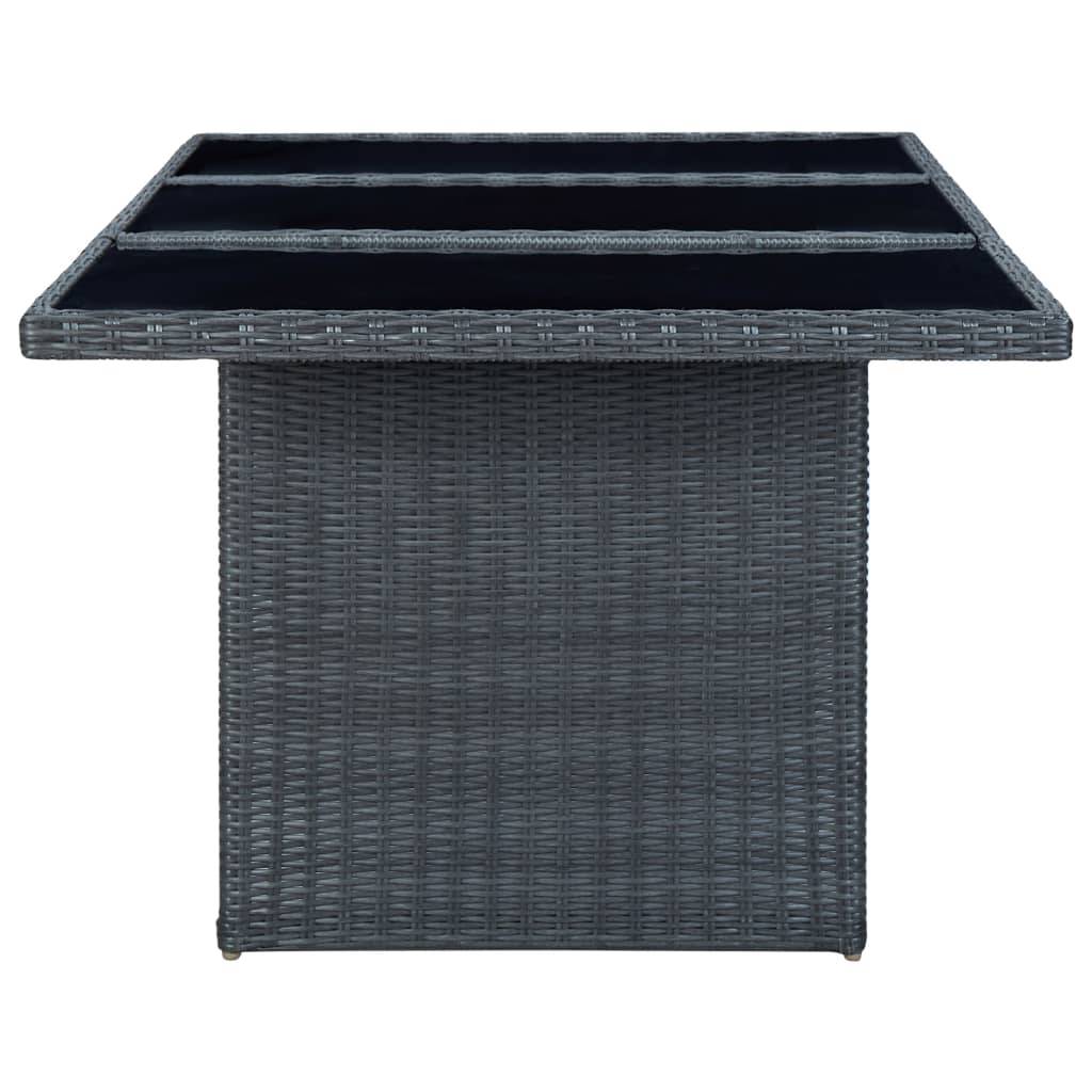vidaXL Gartentisch Dunkelgrau Poly Rattan und Hartglas