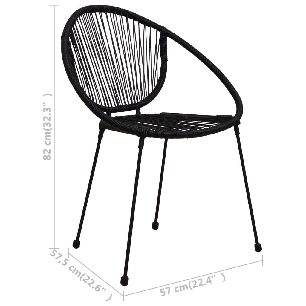 vidaXL 3-tlg. Garten-Essgruppe PVC Rattan Schwarz